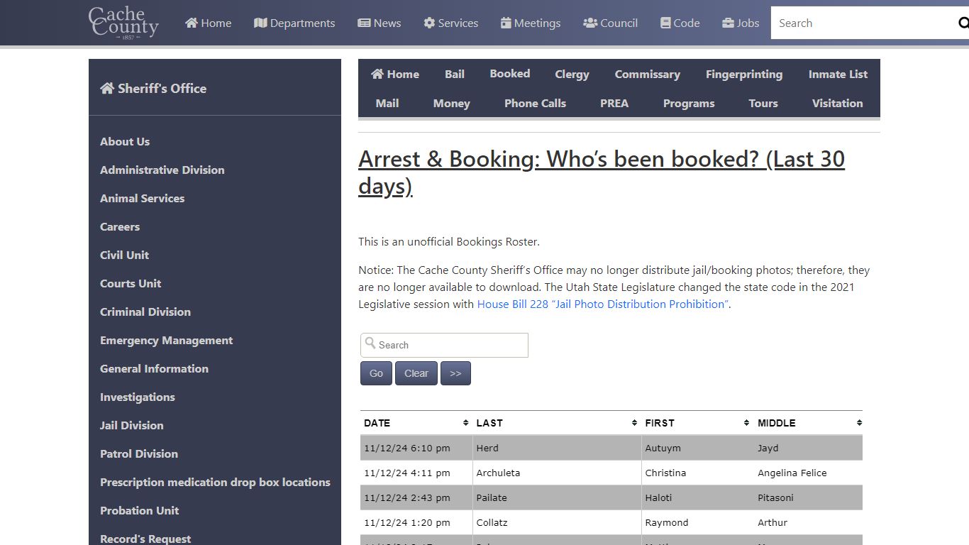 Official Site of Cache County, Utah - Who has been booked?