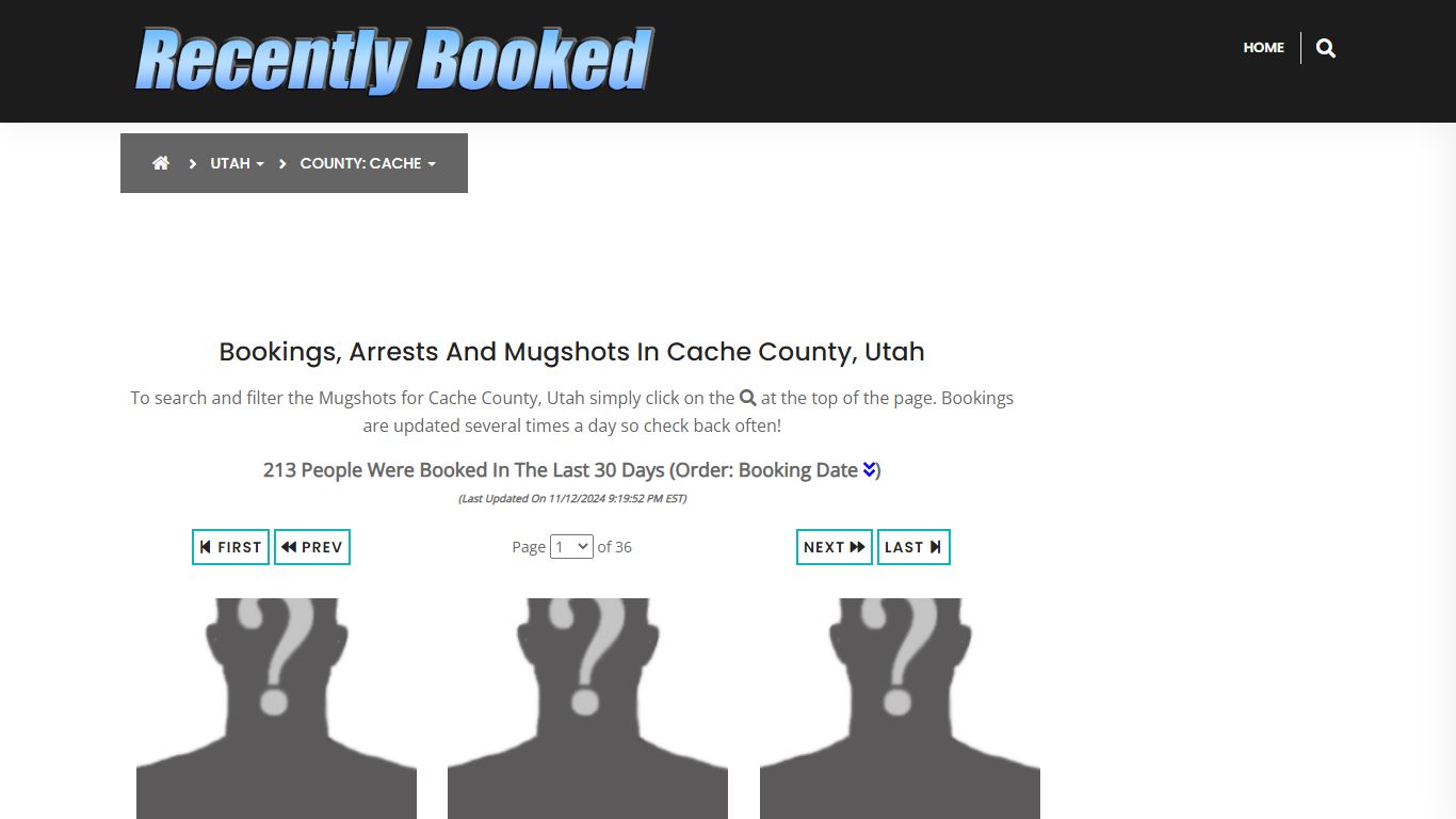 Bookings, Arrests and Mugshots in Cache County, Utah - Recently Booked